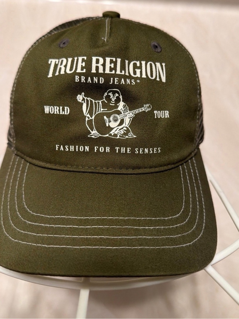 True Religion Olive Green Logo Baseball Cap